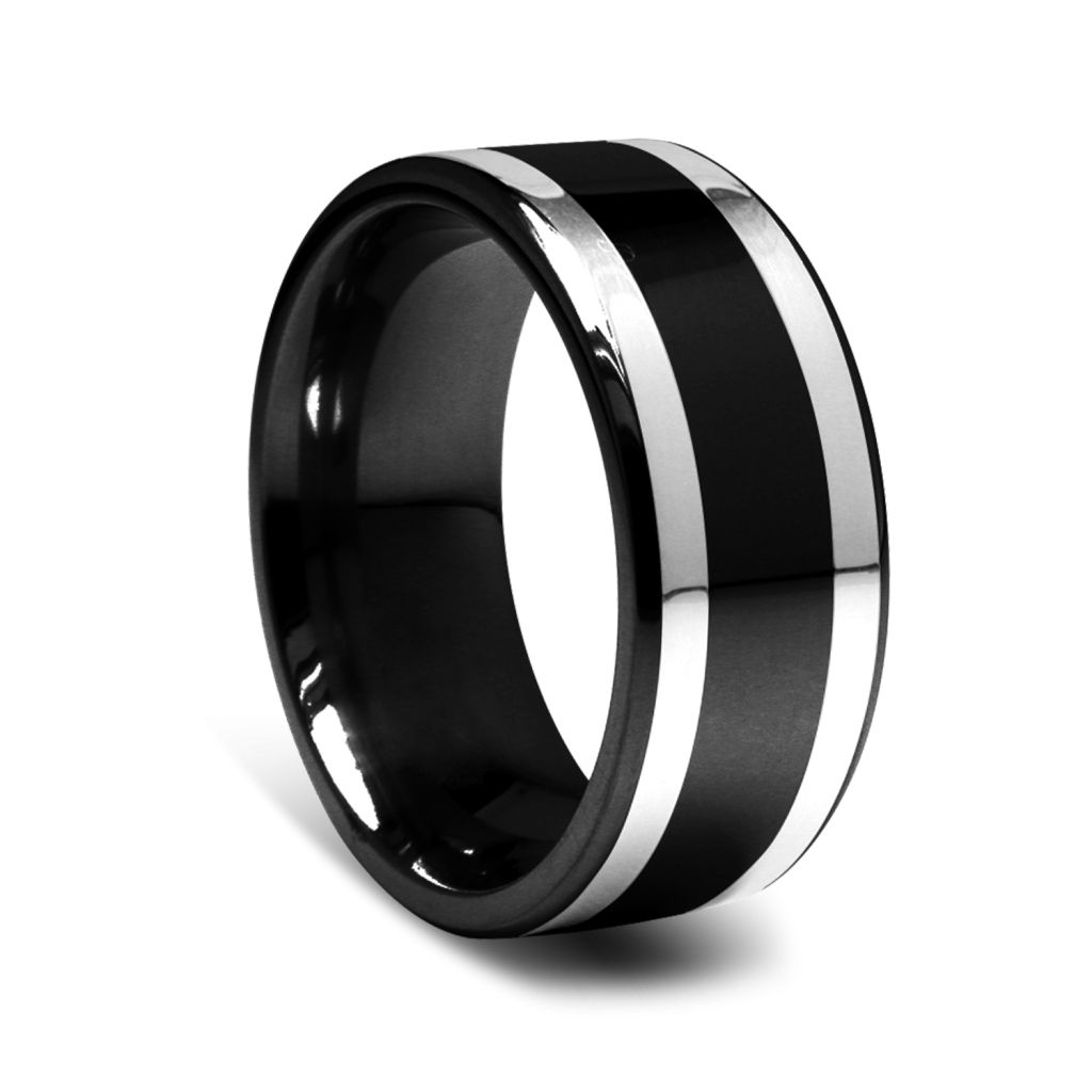 Black And Silver Titanium Mens Wedding Bands References