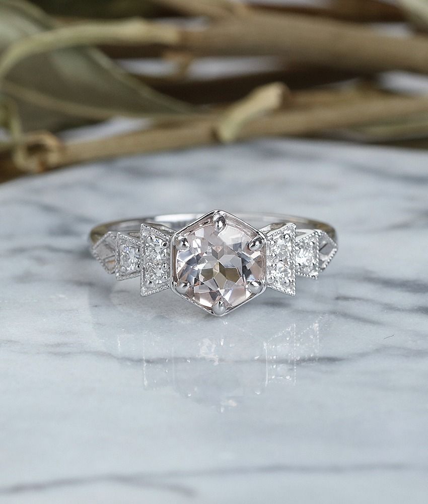 Morganite Wedding Set White Gold References