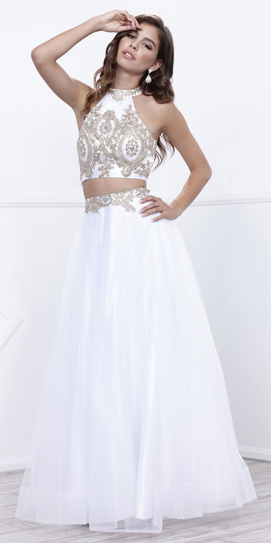 White Two Piece Dress Long Ideas