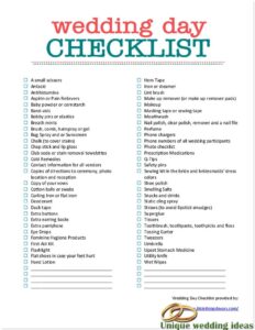 Wedding Day Checklist Printable References