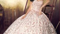 White And Rose Gold Wedding Dress 2021