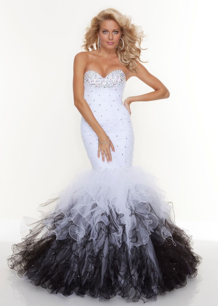 White Black Mermaid Wedding Dress Ideas