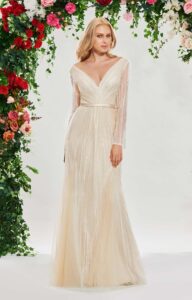 Long Sleeve V Neck Lace Mermaid Wedding Dress 2021